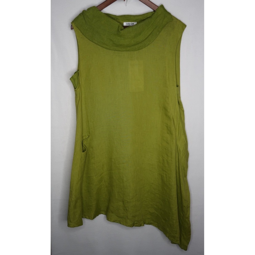 Banana Blue Australia Linen Tunic Chartreuse Sleeveless Pocket Top NWT Women's S